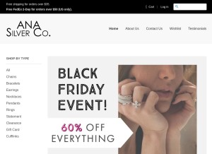 How anasilverco.com looks like on a tablet such as an iPad.