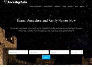 How ancestrydata.com looks like on a tablet such as an iPad.