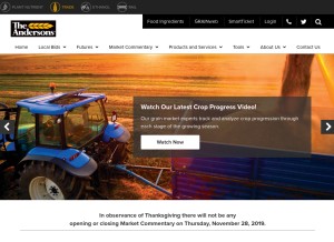 How andersonsgrain.com looks like on a tablet such as an iPad.