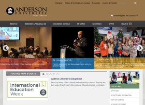 How andersonuniversity.edu looks like on a tablet such as an iPad.