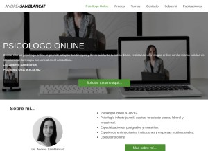 How andreasamblancat.com looks like on a tablet such as an iPad.