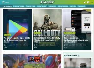 How androidayuda.com looks like on a tablet such as an iPad.