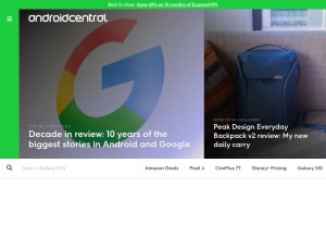 How androidcentral.com looks like on a tablet such as an iPad.