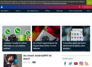 How androidpit.fr looks like on a tablet such as an iPad.