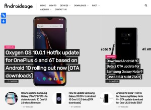 How androidsage.com looks like on a tablet such as an iPad.