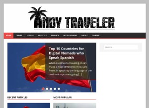 How andytraveler.com looks like on a tablet such as an iPad.