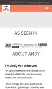 How andyvangrinsven.com looks like on a mobile device such as an iPhone.