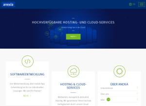 How anexia.at looks like on a tablet such as an iPad.
