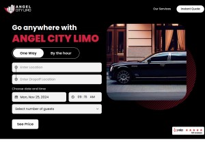 How angelcitylimo.com looks like on a tablet such as an iPad.