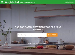 How angieslist.com looks like on a tablet such as an iPad.
