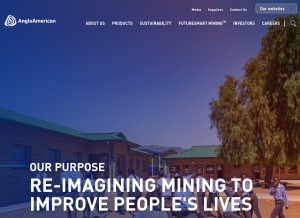 How angloamerican.com looks like on a tablet such as an iPad.