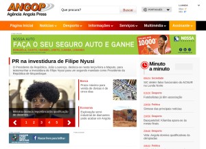 How angop.ao looks like on a tablet such as an iPad.