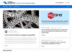 How angularindepth.com looks like on a tablet such as an iPad.