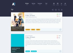 How anichart.net looks like on a tablet such as an iPad.