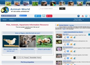 How animal-world.com looks like on a tablet such as an iPad.