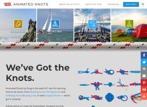 How animatedknots.com looks like on a tablet such as an iPad.