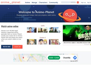 How anime-planet.com looks like on a tablet such as an iPad.