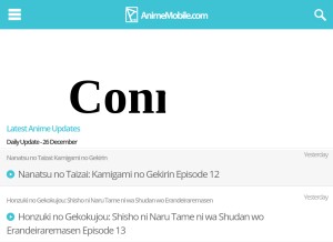 How animemobile.com looks like on a tablet such as an iPad.