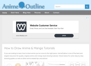 How animeoutline.com looks like on a tablet such as an iPad.