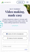 How animoto.com looks like on a mobile device such as an iPhone.
