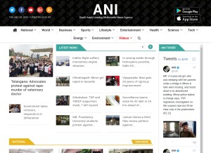 How aninews.in looks like on a tablet such as an iPad.