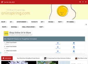 How aninspiring.com looks like on a tablet such as an iPad.