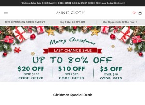 How anniecloth.com looks like on a tablet such as an iPad.