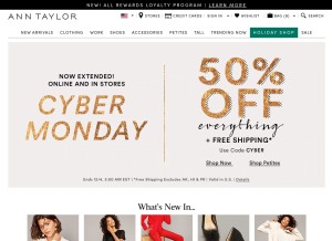 How anntaylor.com looks like on a tablet such as an iPad.