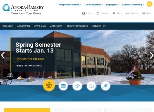 How anokaramsey.edu looks like on a tablet such as an iPad.