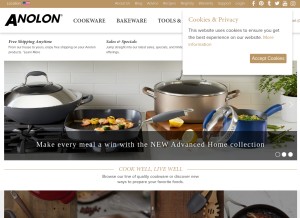 How anolon.com looks like on a tablet such as an iPad.