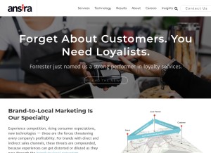 How ansira.com looks like on a tablet such as an iPad.