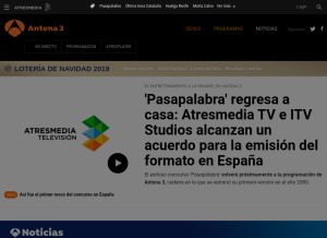 How antena3.com looks like on a tablet such as an iPad.