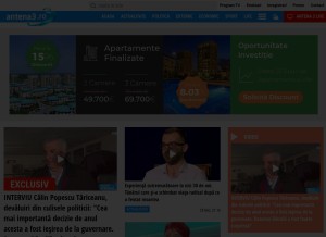 How antena3.ro looks like on a tablet such as an iPad.