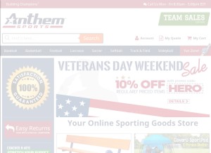 How anthem-sports.com looks like on a tablet such as an iPad.