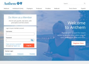 How anthem.com looks like on a tablet such as an iPad.
