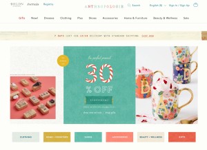 How anthropologie.com looks like on a tablet such as an iPad.