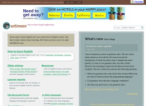 How antimoon.com looks like on a tablet such as an iPad.