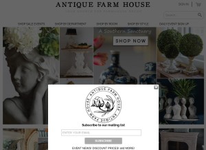 How antiquefarmhouse.com looks like on a tablet such as an iPad.