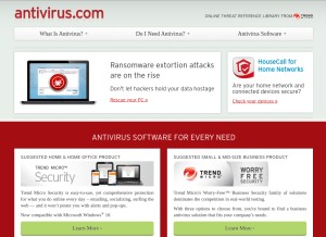 How antivirus.com looks like on a tablet such as an iPad.