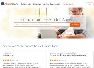 How anwalt.de looks like on a tablet such as an iPad.