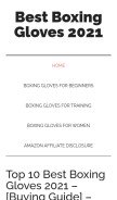 How anyboxinggloves.com looks like on a mobile device such as an iPhone.
