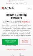 How anydesk.com looks like on a mobile device such as an iPhone.