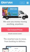 How anyvan.com looks like on a mobile device such as an iPhone.
