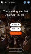 How anywhere.com looks like on a mobile device such as an iPhone.