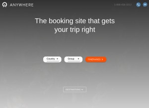 How anywhere.com looks like on a tablet such as an iPad.