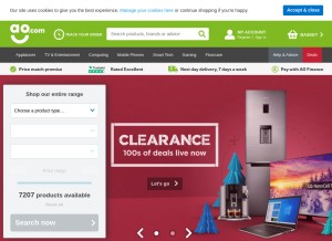 How ao.com looks like on a tablet such as an iPad.