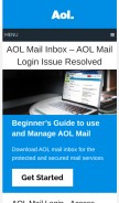 How aol-mail-inbox.us looks like on a mobile device such as an iPhone.
