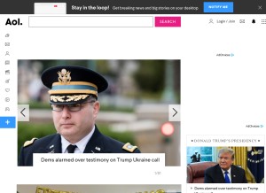 How aol.com looks like on a tablet such as an iPad.