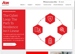 How aon.com looks like on a tablet such as an iPad.