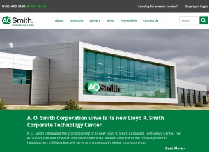 How aosmith.com looks like on a tablet such as an iPad.